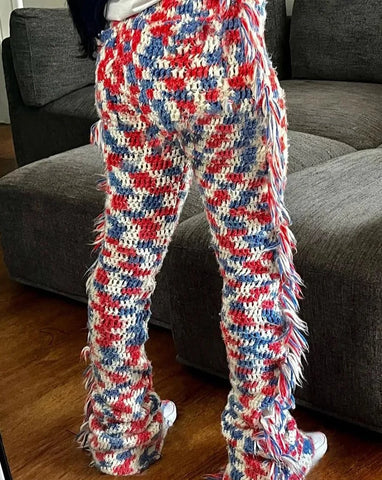 Knit Colorful Plaid Pants