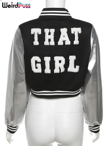 Fluffy Letter Short Jacket Varsity