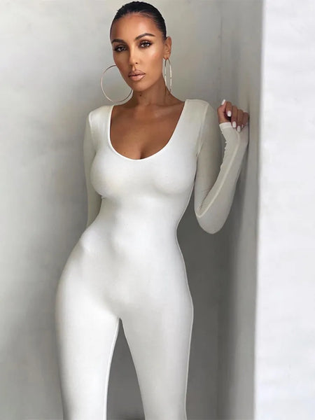 Long Sleeve Slash Neck Jumpsuit