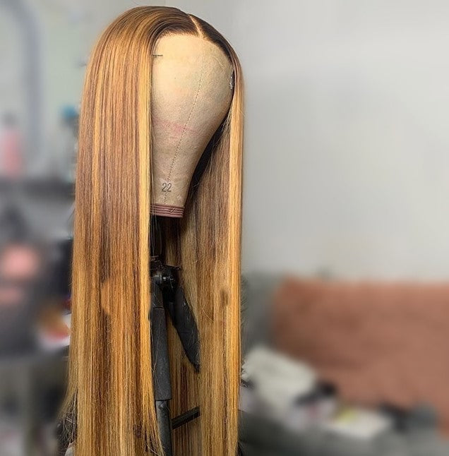 Honey Blonde Highlight Lace Front Wig Pre Plucked