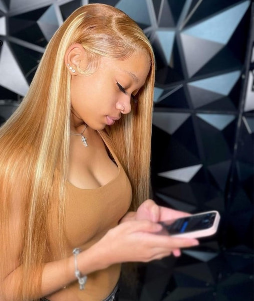 Honey Blonde Highlight Lace Front Wig Pre Plucked