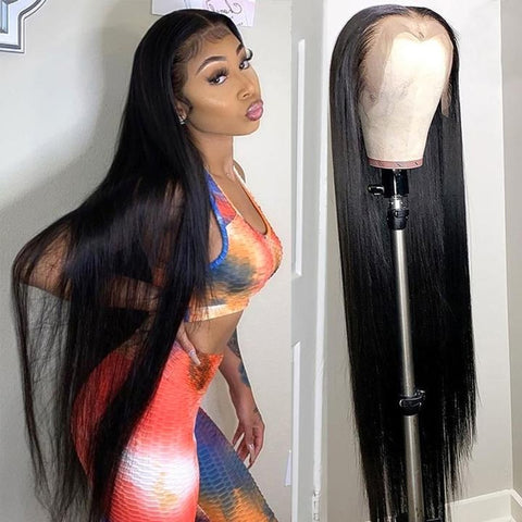 Lace Front Human Hair Wig Pre Plucked 30 InchHd Transparent Lace Frontal Wig